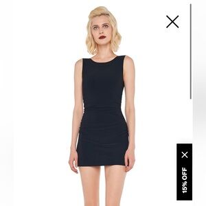 Norma Kamali Black Sleeveless Ruched Mini Dress